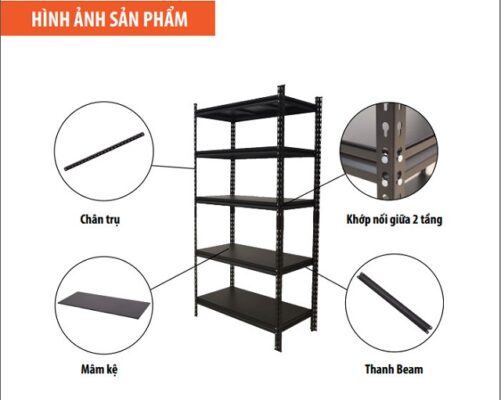 kệ sắt v lỗ 5 tầng